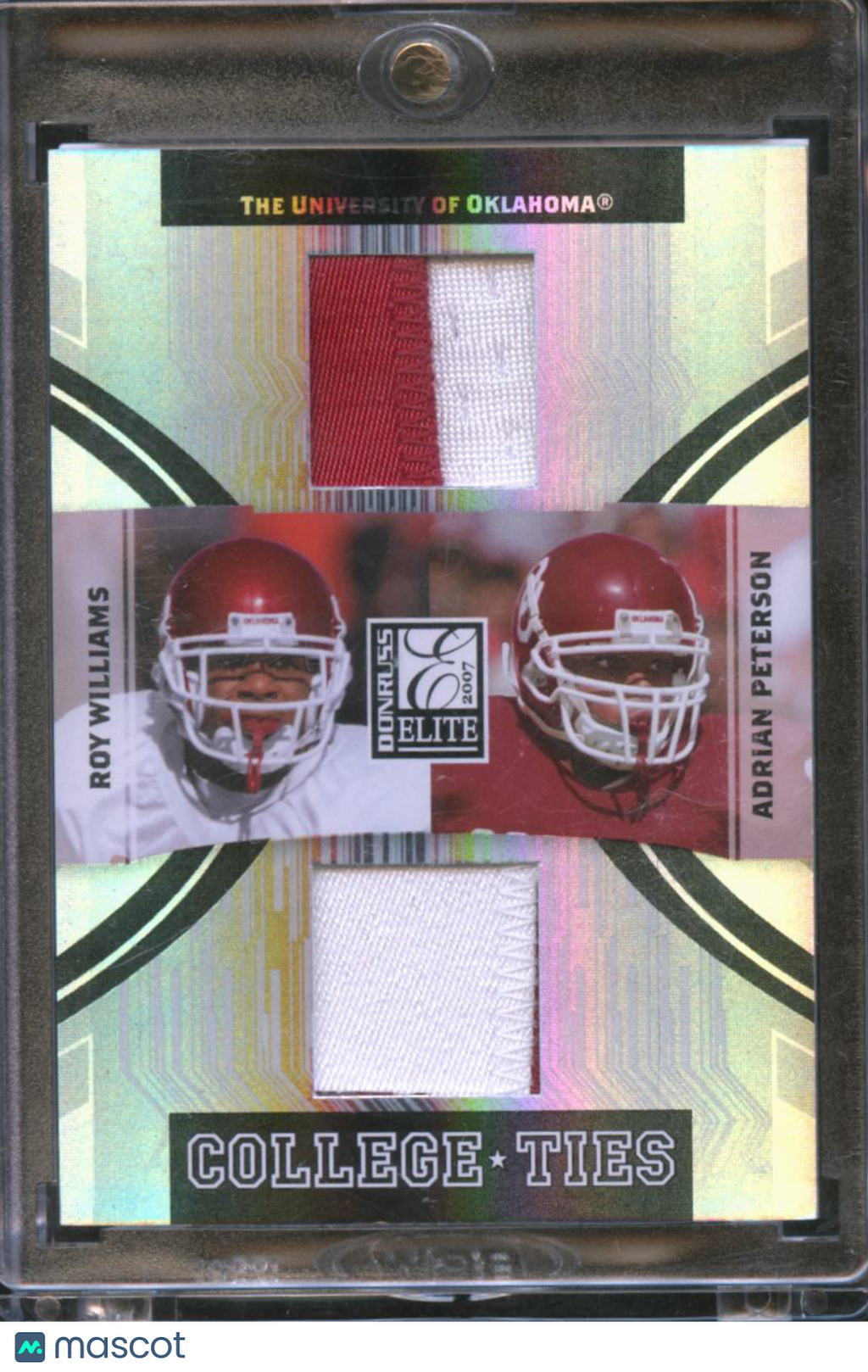 Roy Williams / Adrian Peterson 2007 Elite College Game Worn Patch 32/50 Sooners