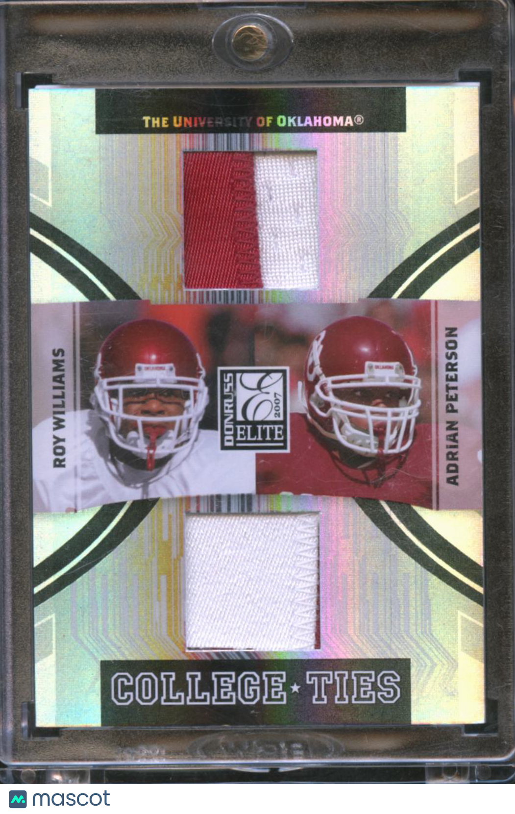 Roy Williams / Adrian Peterson 2007 Elite College Game Worn Patch 32/50 Sooners