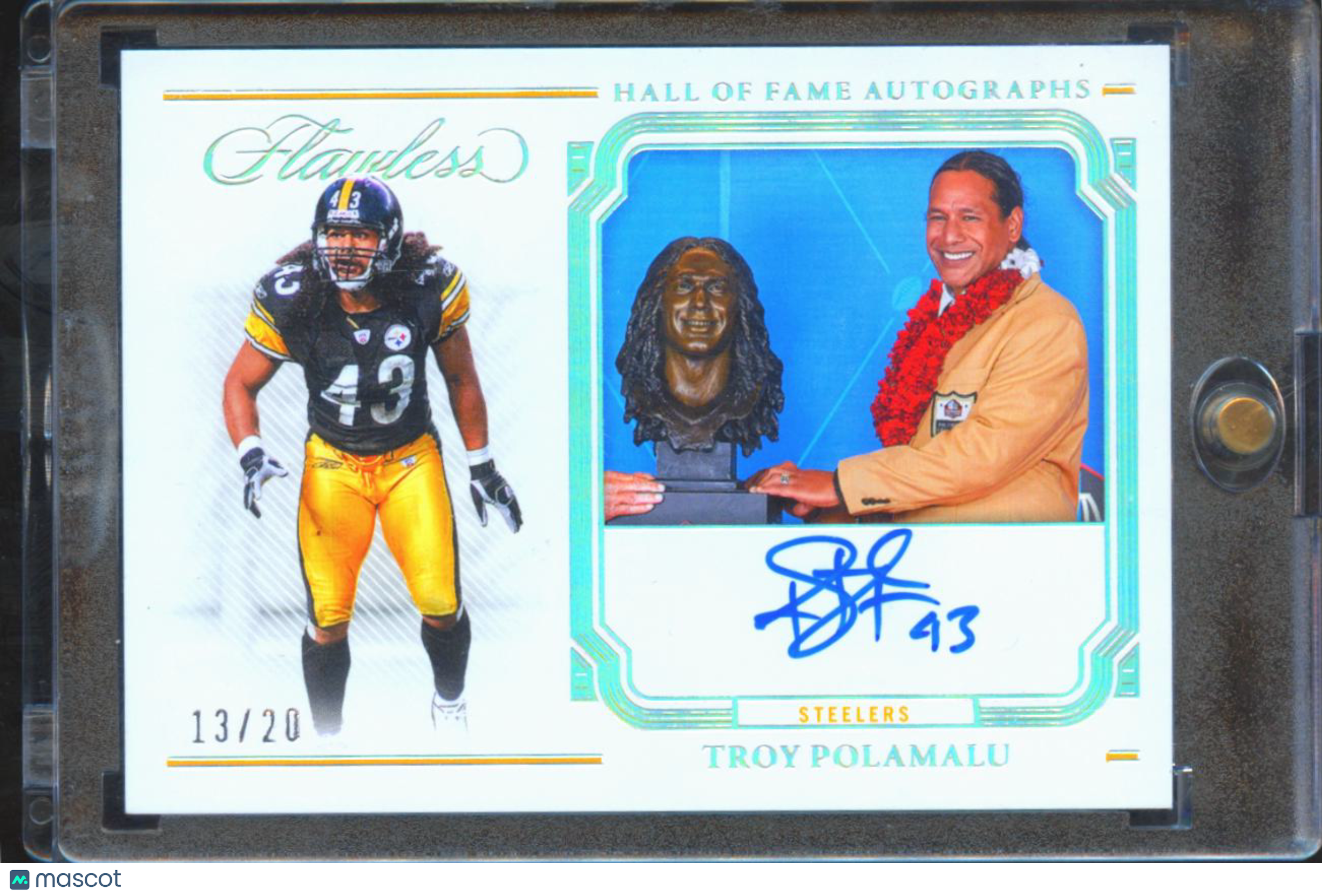 Troy Polamalu 2024 Flawless Hall Fame Auto Autograph 13/20 Pittsburgh Steelers