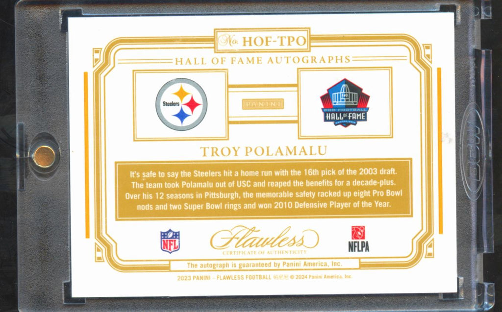 Troy Polamalu 2024 Flawless Hall Fame Auto Autograph 13/20 Pittsburgh Steelers