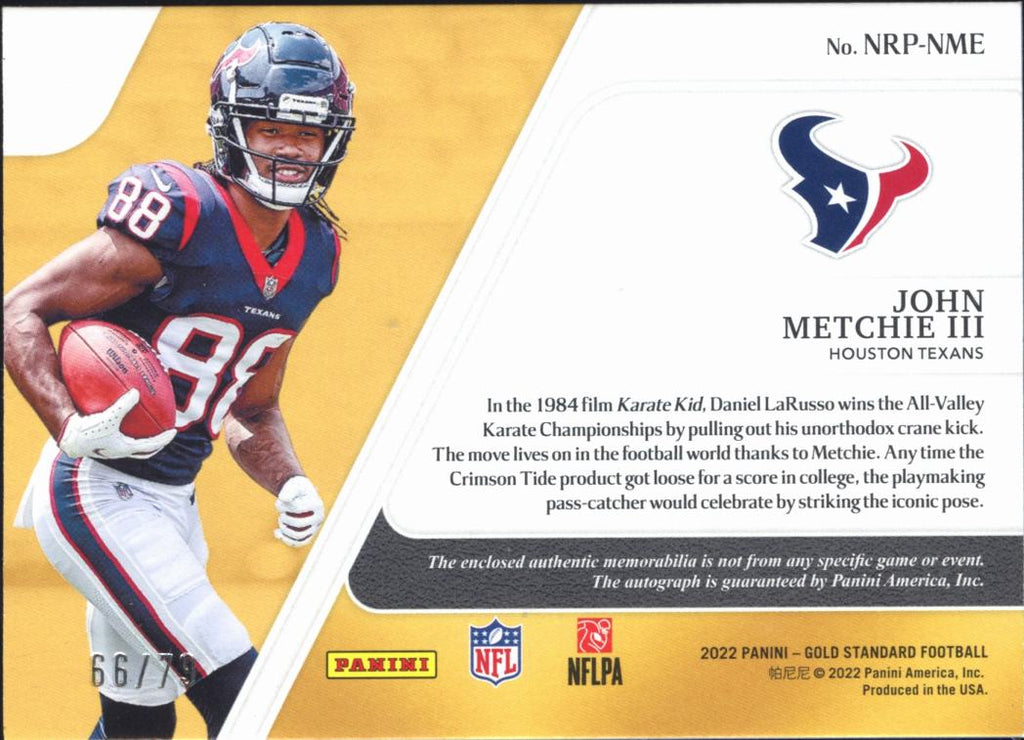 John Metchie III 2022 Gold Standard Opulence Auto Autograph Patch RC /79 Texans