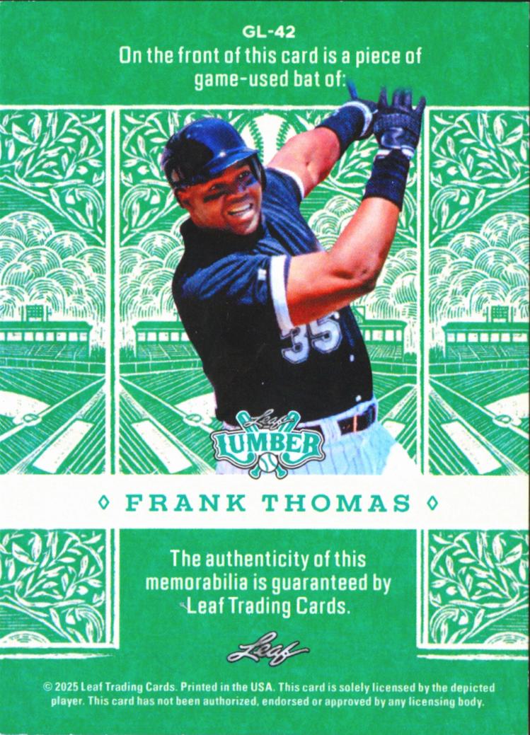 Frank Thomas 2025 Leaf Lumber Game Used Bat Relic 3/7 Chicago White Sox