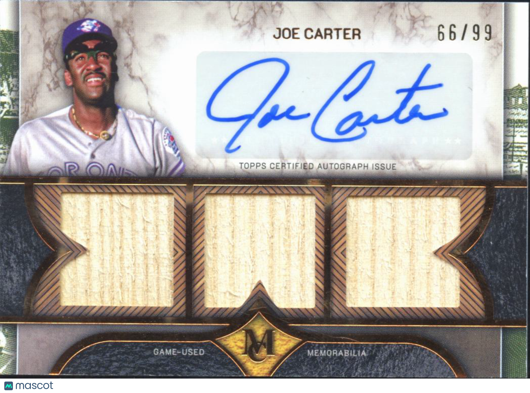Joe Carter 2025 Museum Collection Auto Autograph Bat Relic 66/99 Blue Jays