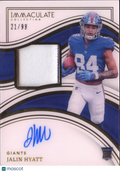 Jalin Hyatt 2023 Immaculate Auto Autograph Patch RC 21/99 New York Giants