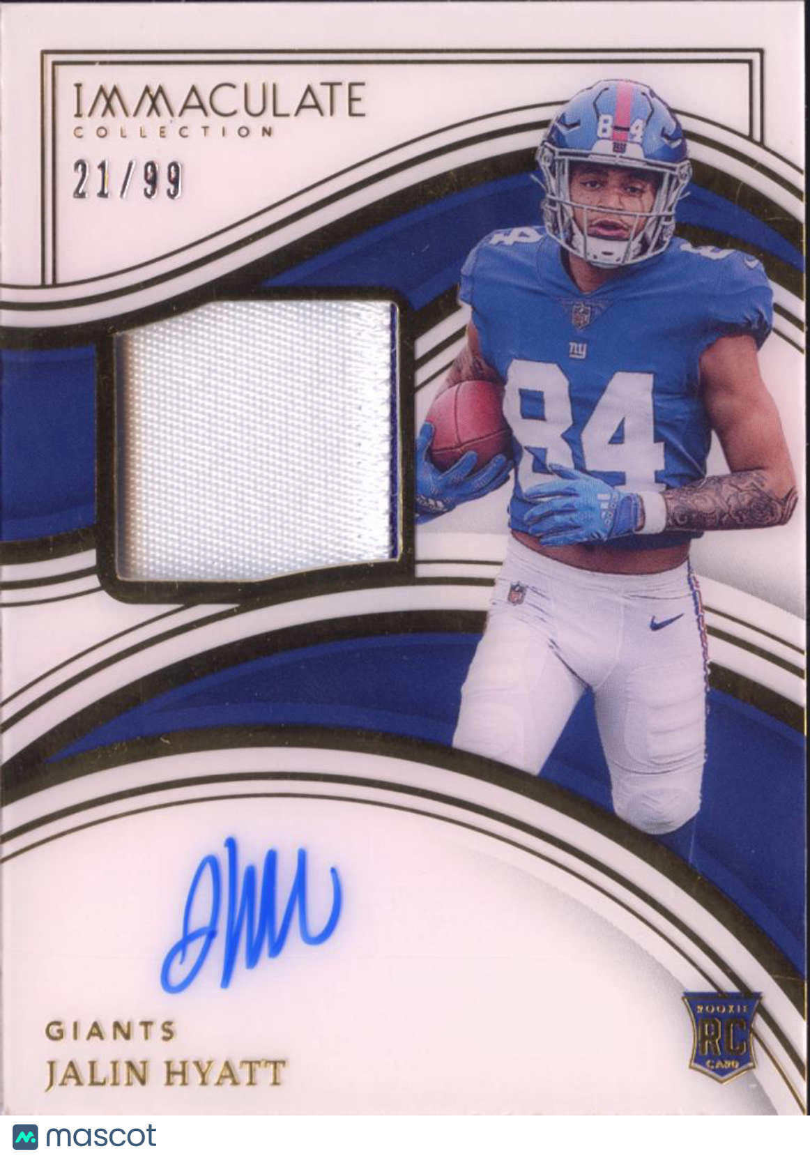 Jalin Hyatt 2023 Immaculate Auto Autograph Patch RC 21/99 New York Giants