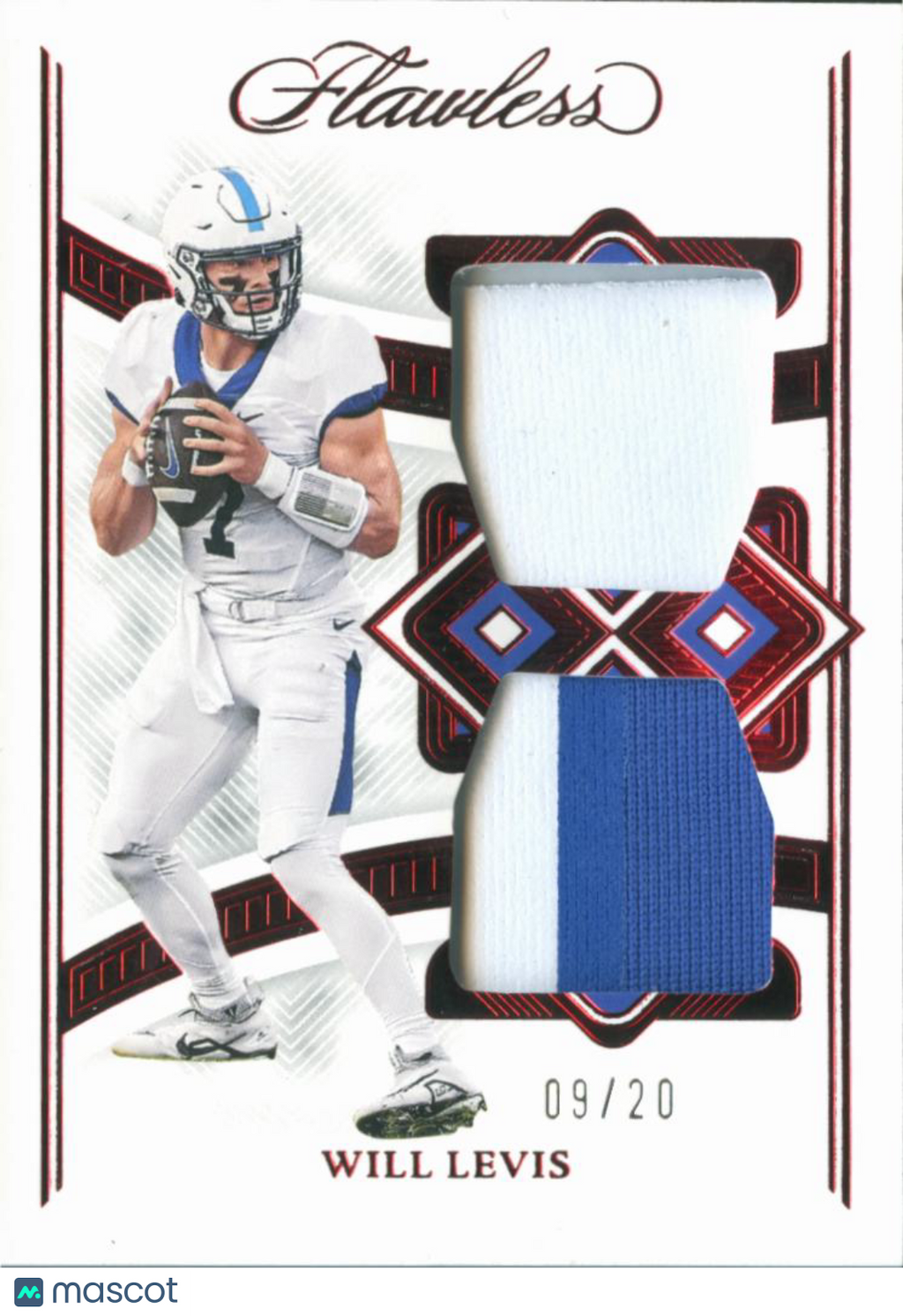 Will Levis 2023 Flawless Jersey Patch Rookie RC 9/20 Kentucky Wildcats Titans