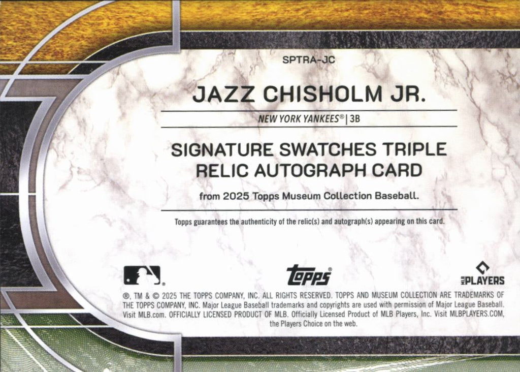 Jazz Chisholm Jr. 2025 Museum Collection Auto Autograph Patch 62/75 Yankees