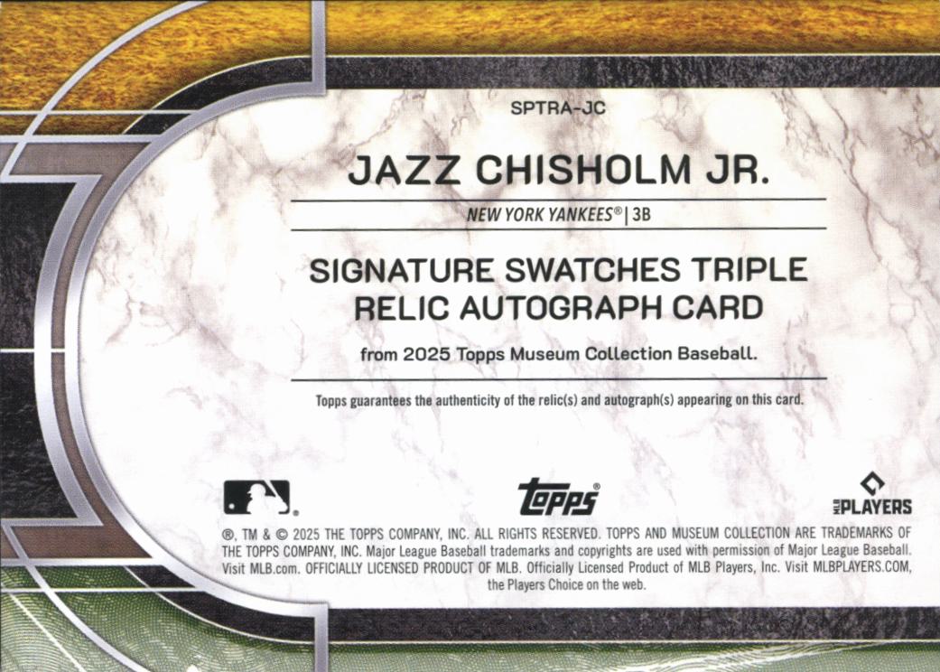Jazz Chisholm Jr. 2025 Museum Collection Auto Autograph Patch 62/75 Yankees