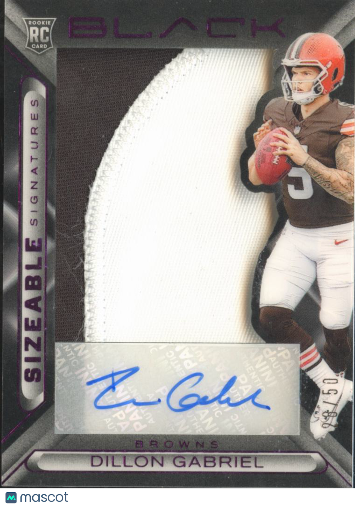 Dillon Gabriel 2025 Black Auto Autograph Patch RC 26/50 Cleveland Browns