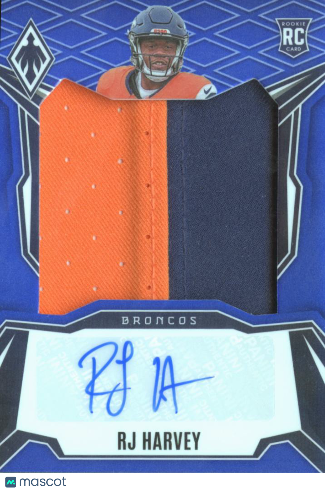 RJ Harvey 2025 Phoenix Auto Autograph Patch RC 28/49 Denver Broncos