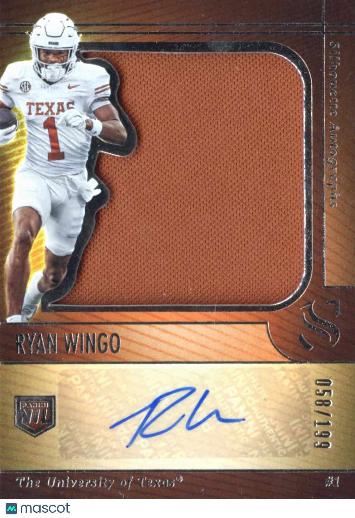 Ryan Wingo 2025 Silhouette Auto Autograph Patch RC 58/199 Texas Longhorns