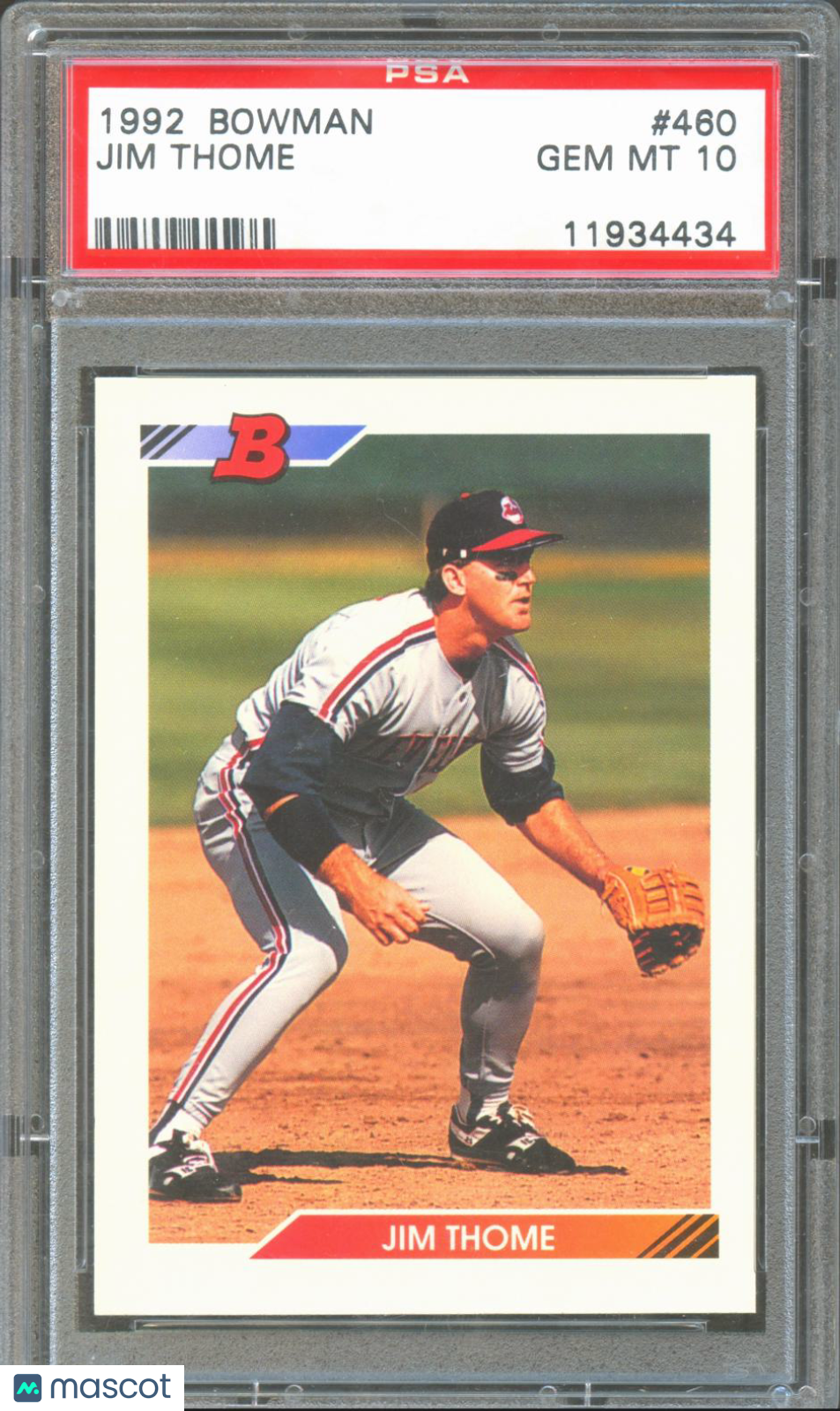 Jim Thome 1992 Bowman Rookie RC Cleveland Indians #460 PSA 10