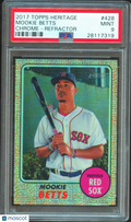 Mookie Betts 2017 Topps Heritage Chrome Refractor Boston Red Sox 252/568 PSA 9