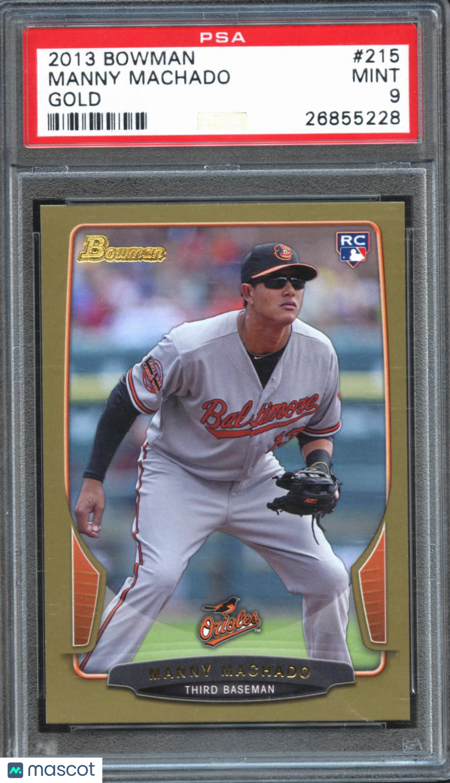 Manny Machado 2013 Bowman GOLD Rookie RC Baltimore Orioles #215 PSA 9