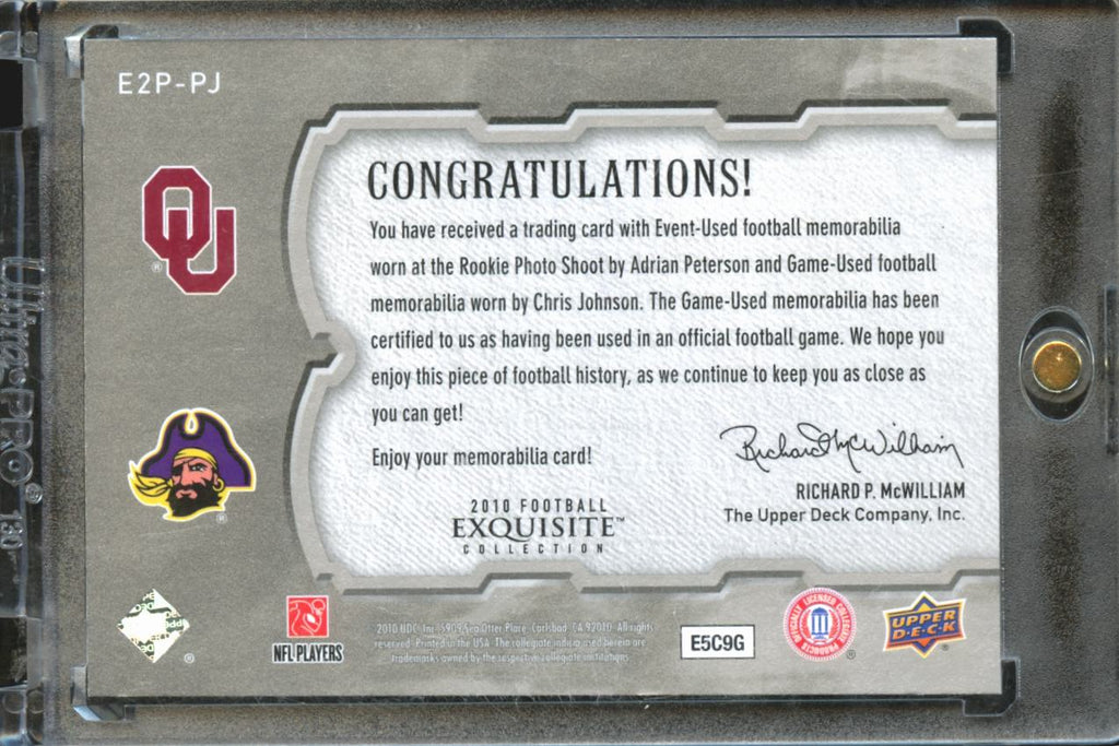 Chris Johnson / Adrian Peterson 2010 UD Exquisite Collection Jersey Patch 47/50