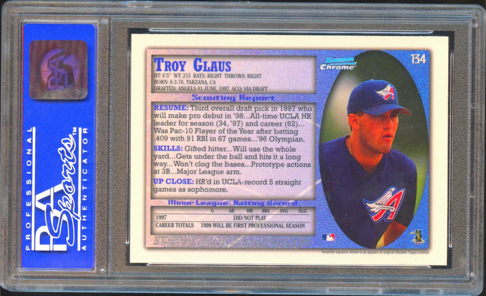 Troy Glaus 1998 Bowman Chrome Rookie RC Anaheim Angels #134 PSA 9