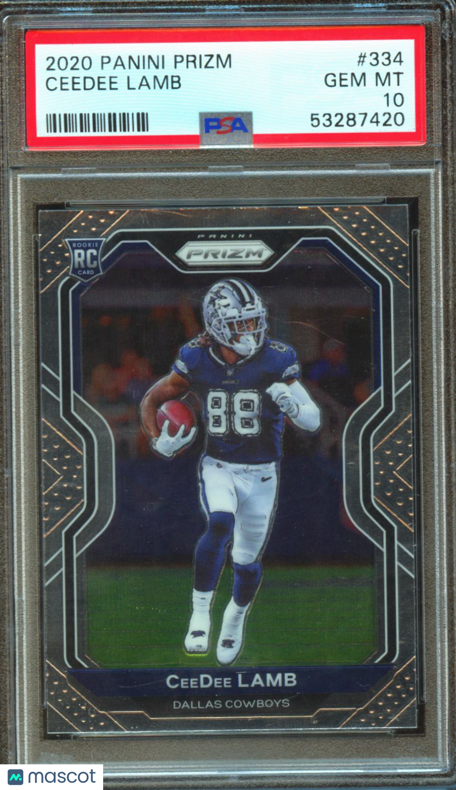 Ceedee Lamb 2020 Panini Prizm Rookie Card RC Dallas Cowboys #334 PSA 10