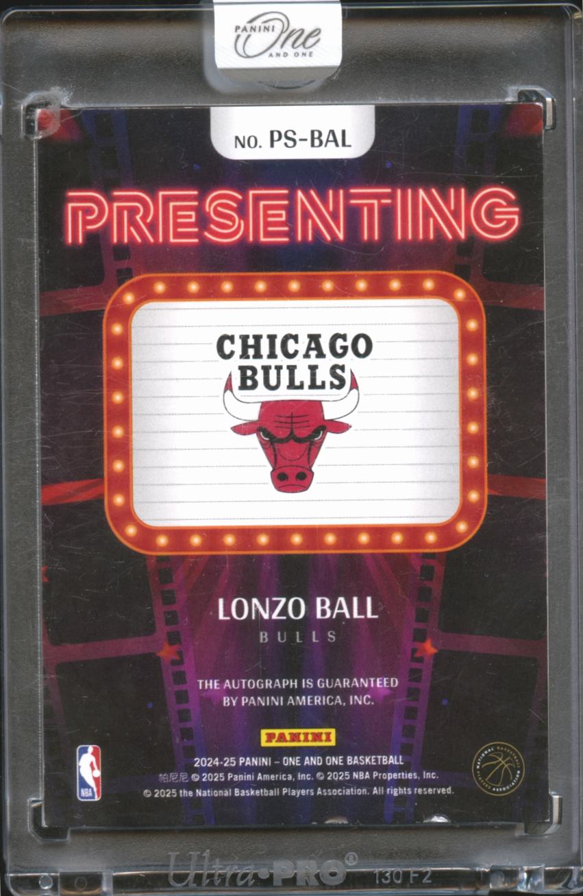 Lonzo Ball 2024-25 Panini One and One Auto Autograph 8/49 Chicago Bulls