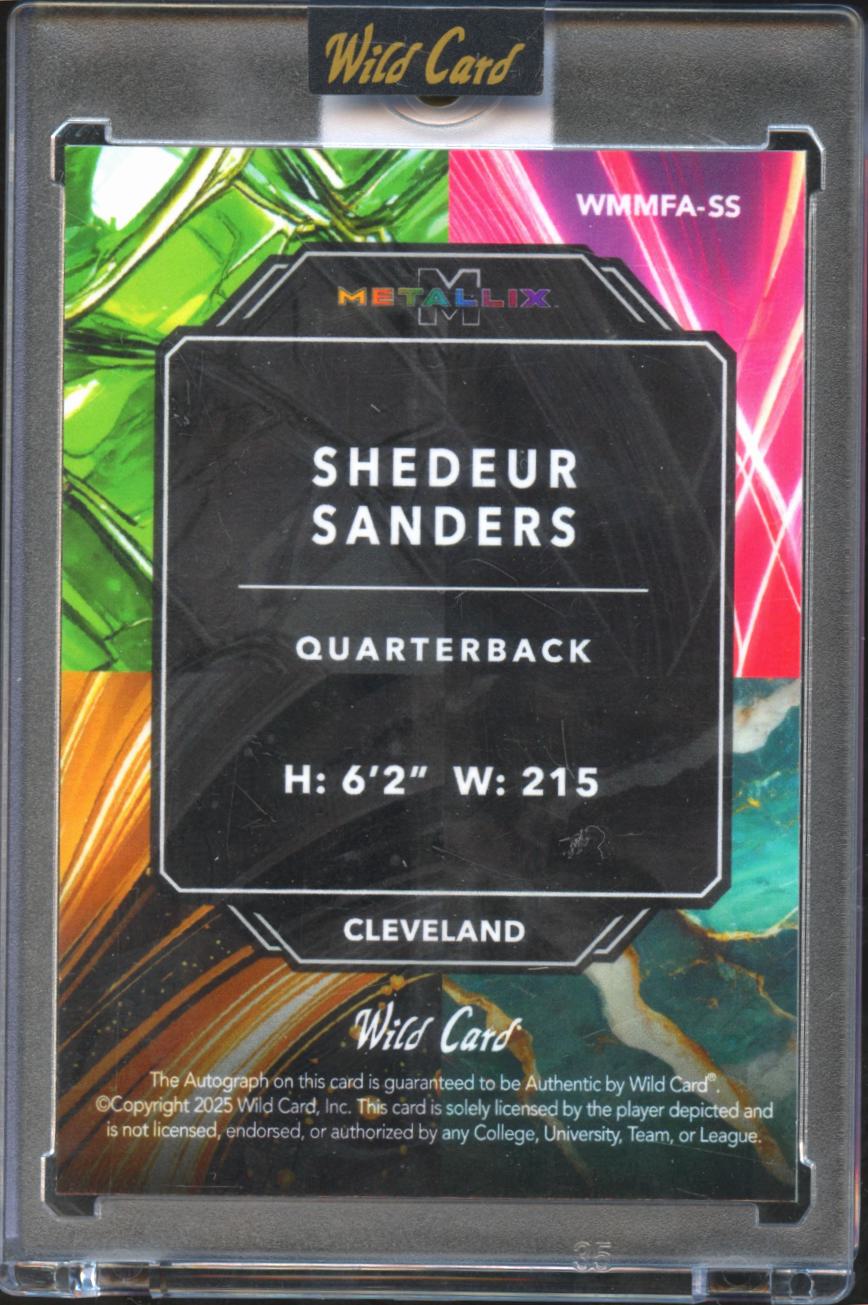 Shedeur Sanders 2025 Wild Card Auto Autograph Rookie RC 1/1 Cleveland Browns