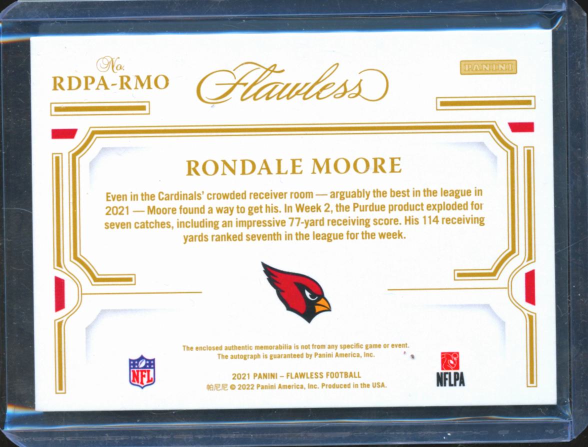 Rondale Moore 2021 Flawless Auto Autograph NIKE SWOOSH Patch RC 1/1 Cardinals