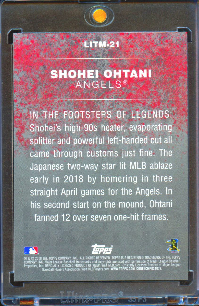 Shohei Ohtani 2018 Topps Legends In The Making RC Rookie Black #21 LA Angels