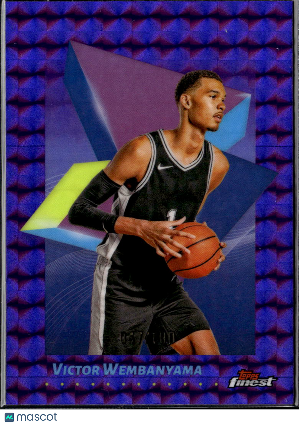 Victor Wembanyama 2025 Topps Finest Purple Geometric Refractor 47/100 Spurs