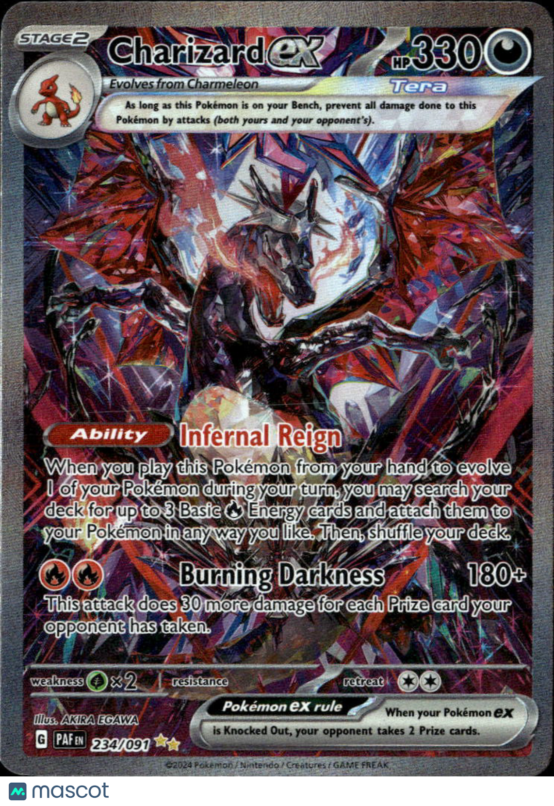 Charizard EX 2024 Paldean Fates Etched Secret Rare SAR #234/91