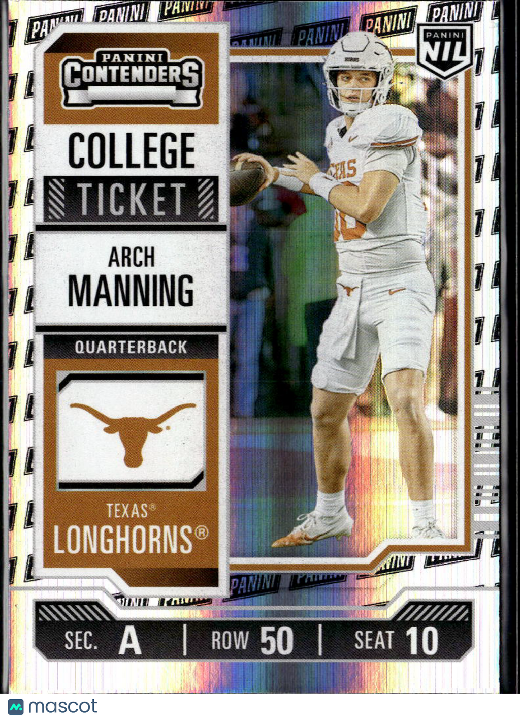 Arch Manning 2025 Contenders Panini Logo Rookie RC SSP #1 Texas Longhorns