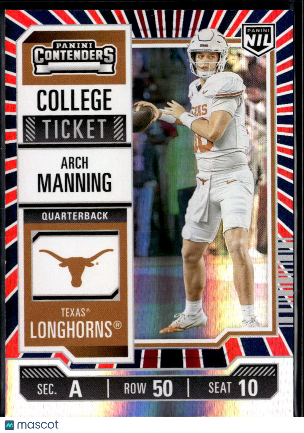 Arch Manning 2025 Contenders Red Blue Rookie RC SSP #1 Texas Longhorns
