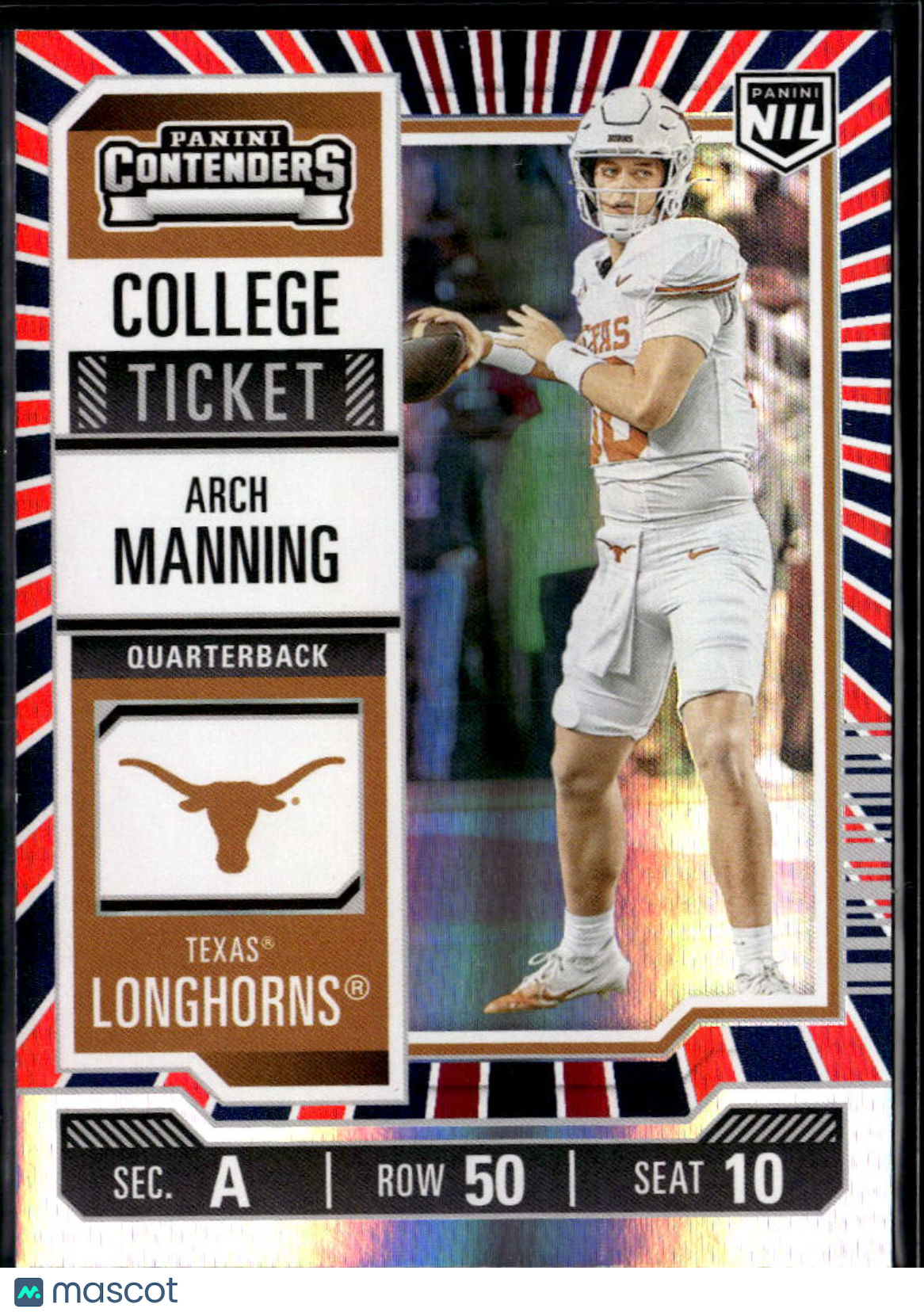 Arch Manning 2025 Contenders Red Blue Rookie RC SSP #1 Texas Longhorns
