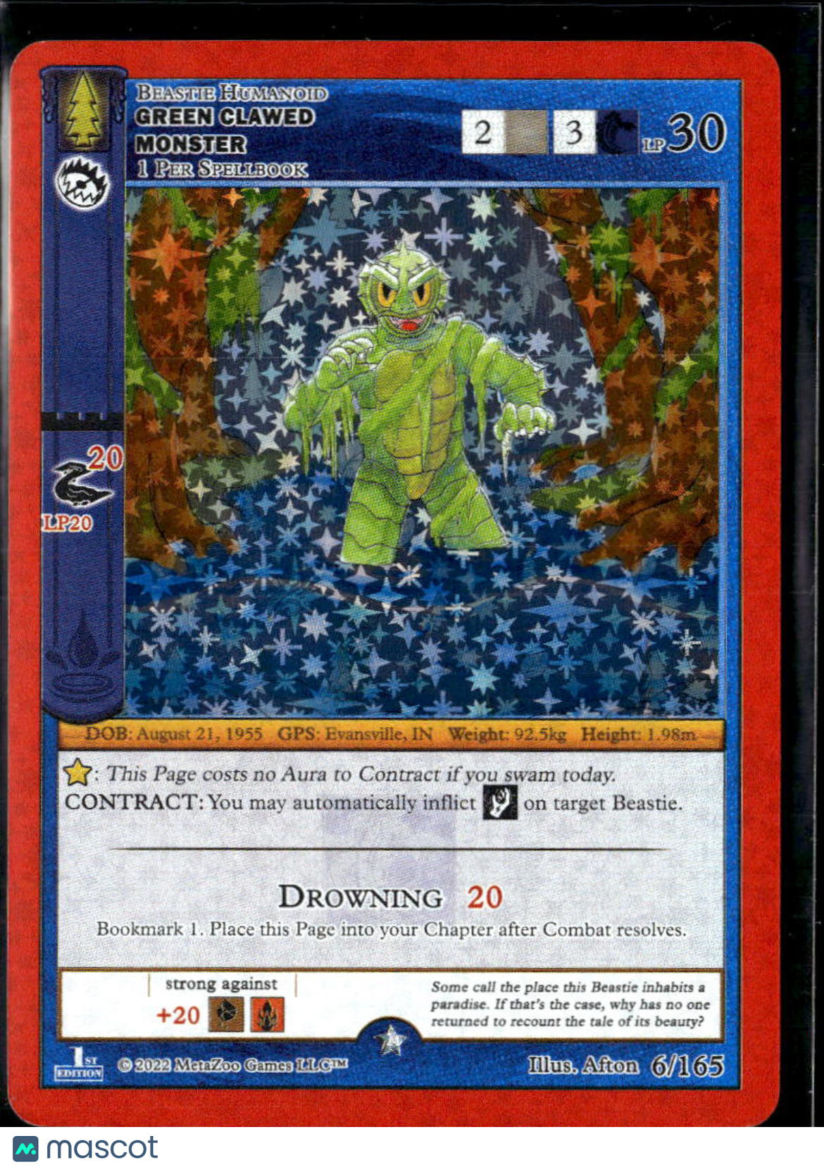 Green Clawed Monster 2022 MetaZoo Nightfall Holo 1st Edition #6/165