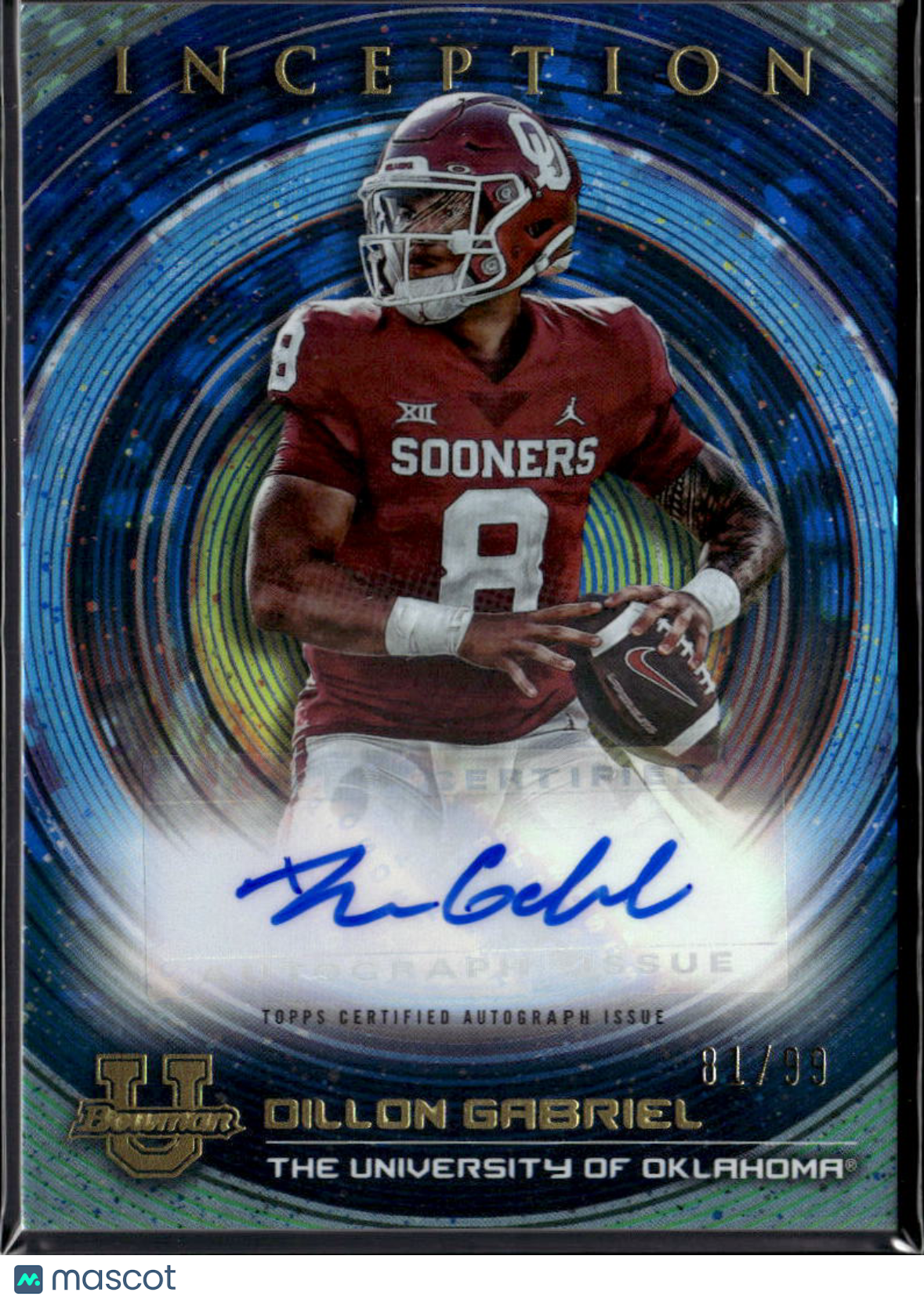 Dillon Gabriel 2023 Bowman Inception Auto Autograph RC 81/99 Oklahoma Sooners