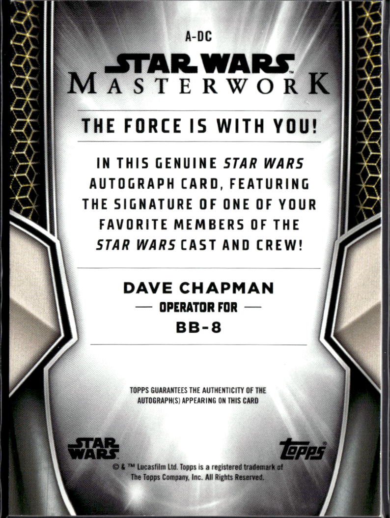 Dave Chapman as BB-8 2025 Topps Star Wars Masterwork Auto Autograph