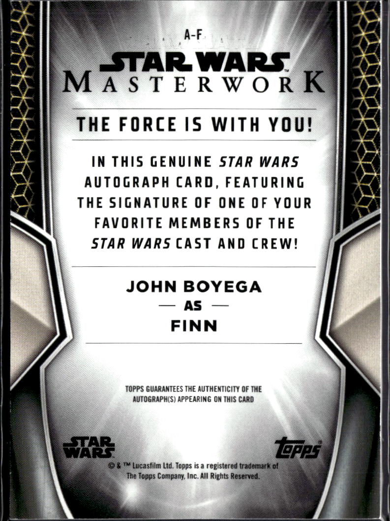 John Boyega as Finn 2025 Topps Star Wars Masterwork On Card Auto Autograph