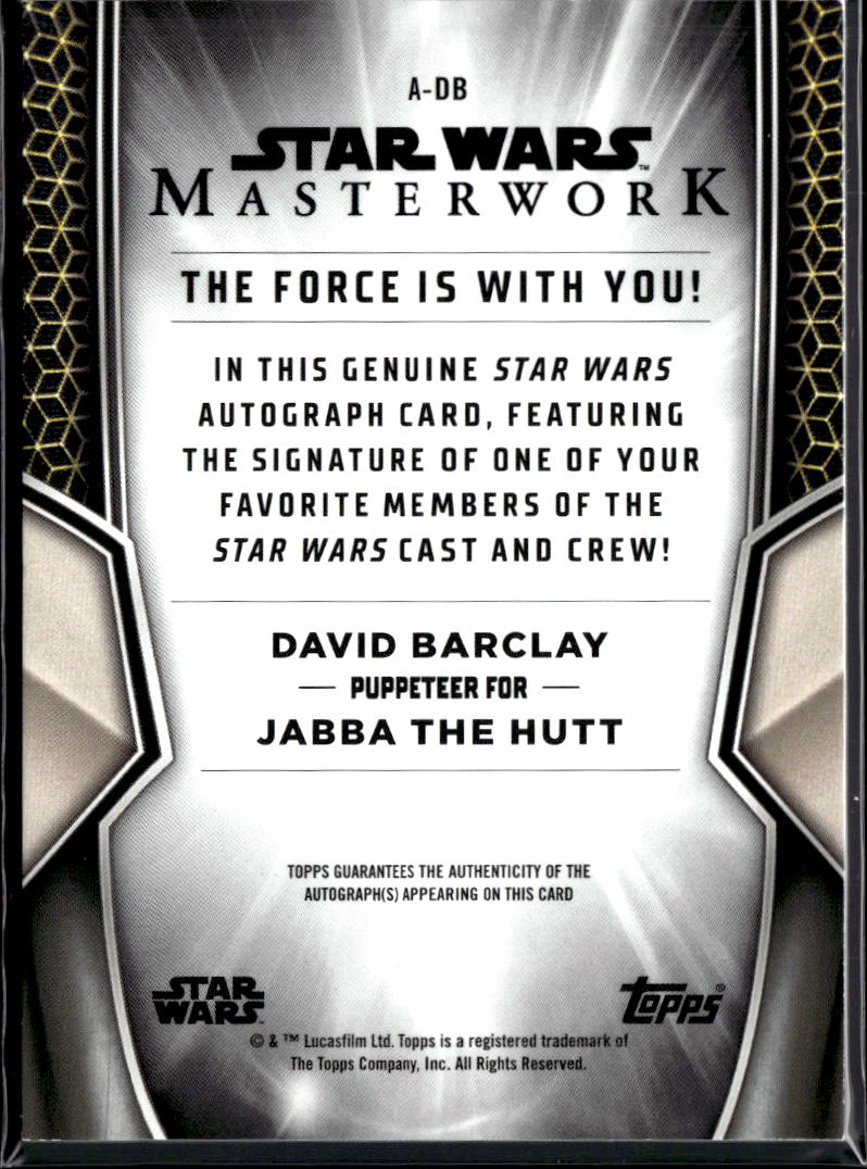 David Barclay as Jabba The Hutt 2025 Topps Star Wars Masterwork Auto Autograph