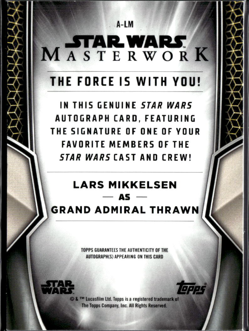 Lars Mikkelsen As Grand Admiral Thrawn Topps Star Wars Masterwork Auto Autograph