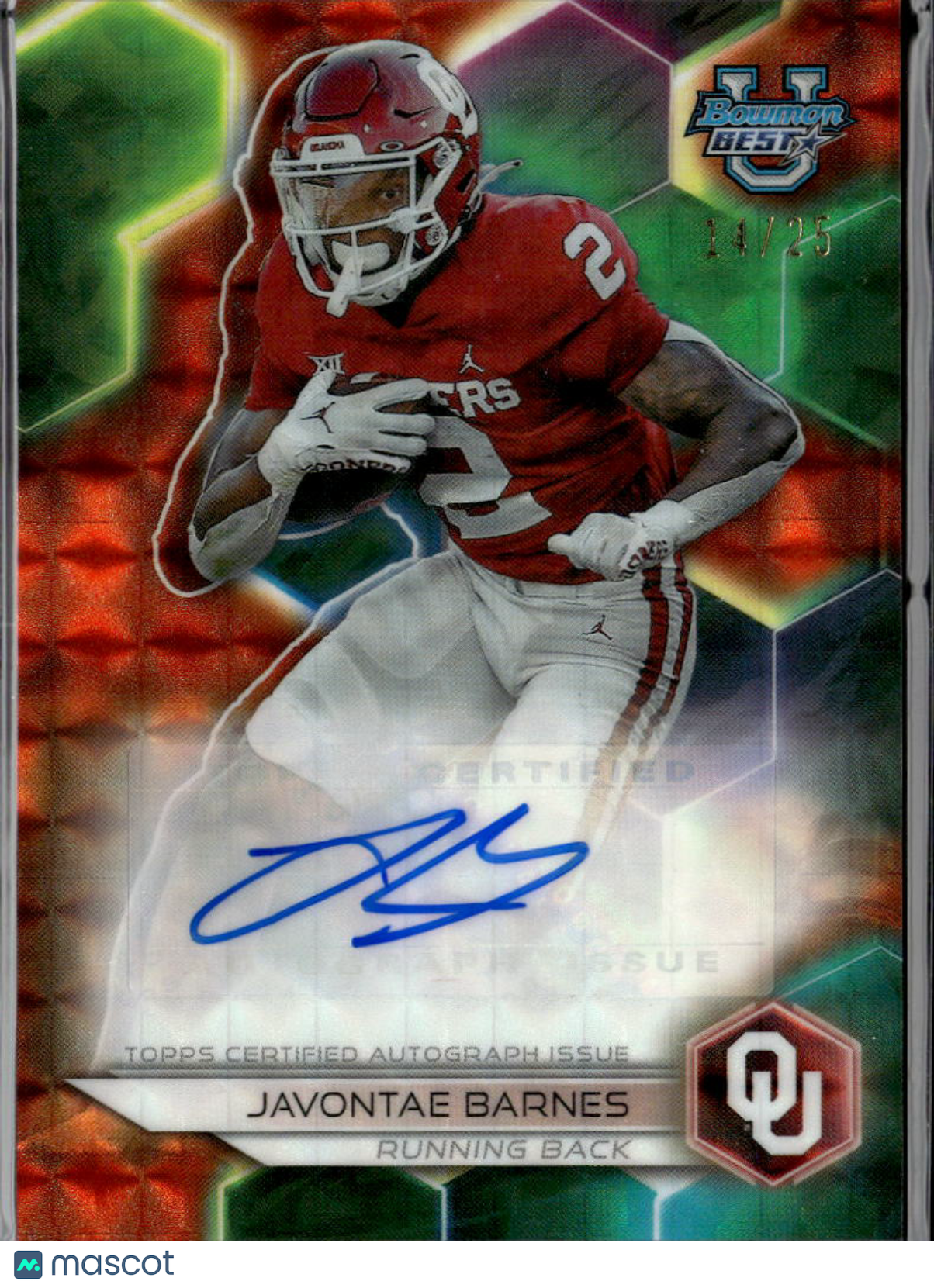 Javontae Barnes 2023 Bowman's Best Auto Autograph RC 14/25 Oklahoma Sooners