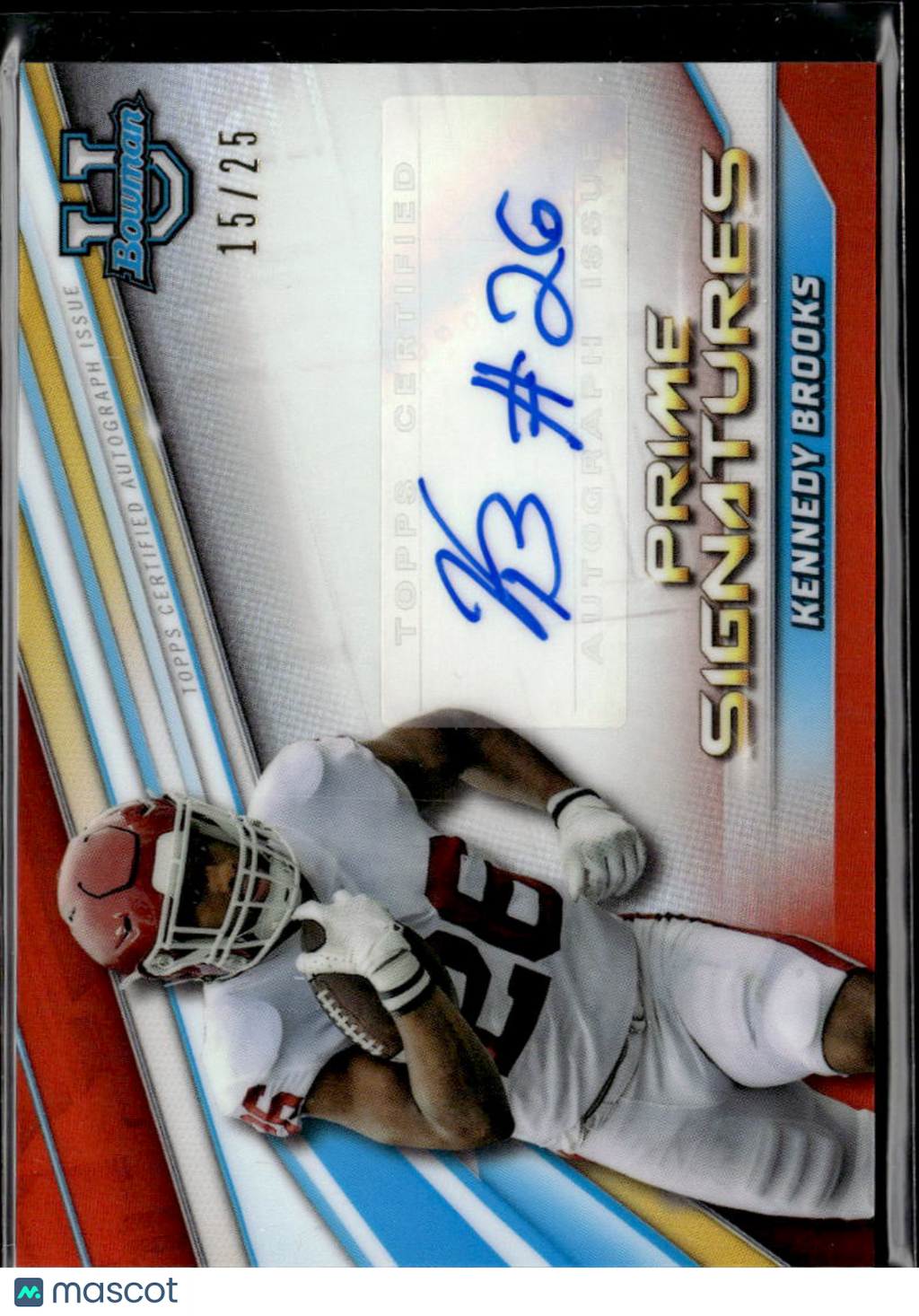 Kennedy Brooks 2022 Bowman Chrome Auto Autograph RC 15/25 Oklahoma Sooners