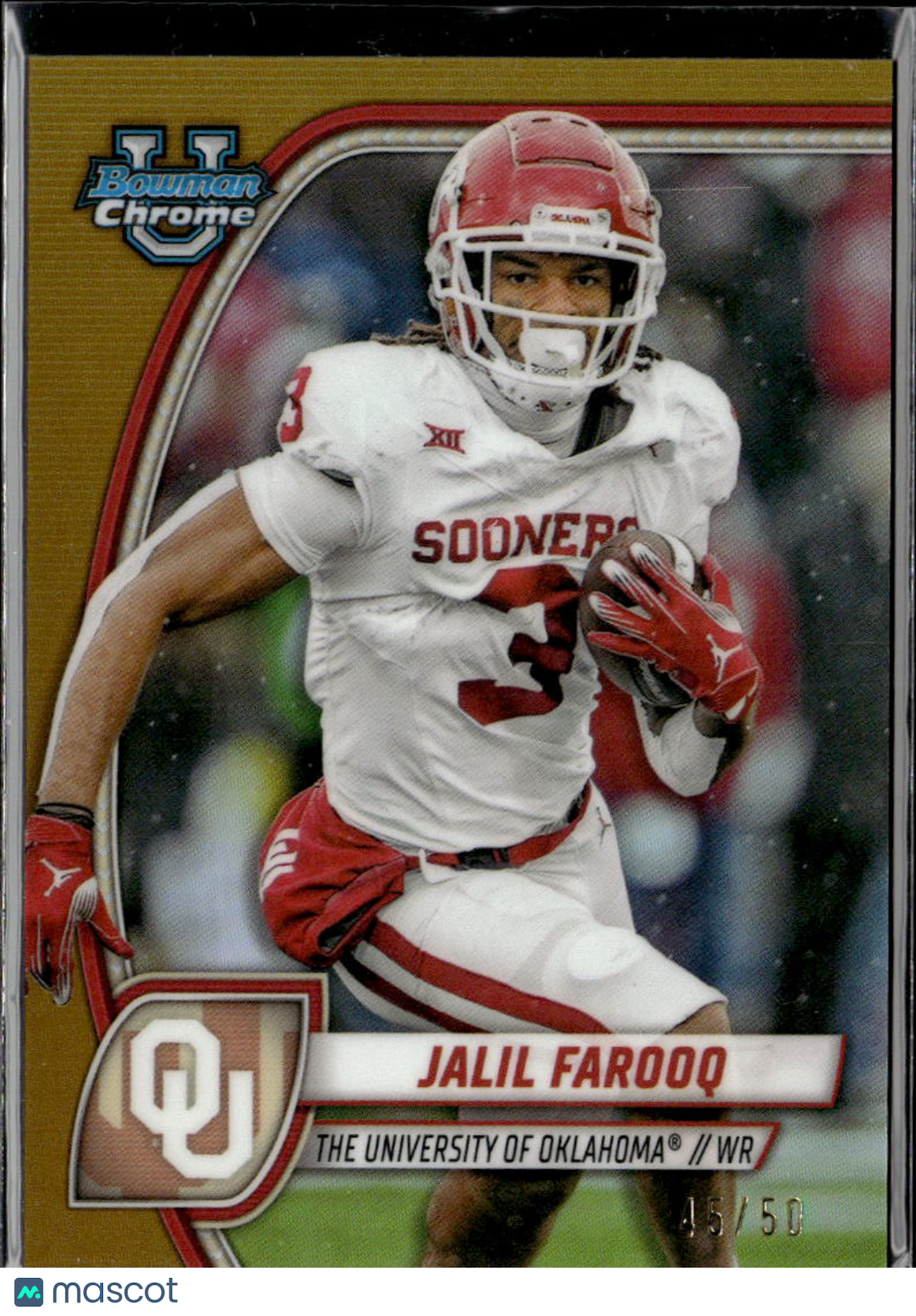 Jalil Farooq 2024 Bowman Chrome GOLD Refractor RC 45/50 Oklahoma Sooners