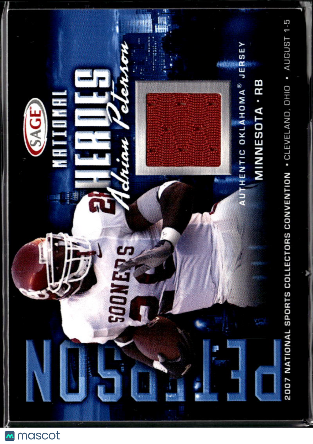 Adrian Peterson 2007 SAGE National Jersey Patch RC Rookie Oklahoma Sooners