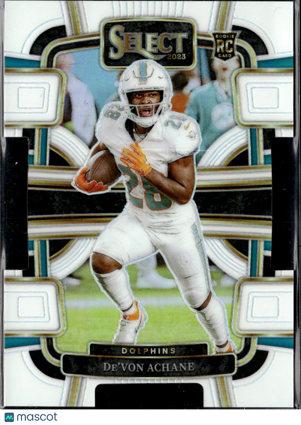 De'Von Achane 2023 Select White Prizm Rookie RC 17/199 Miami Dolphins