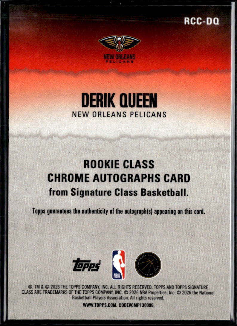 Derik Queen 2026 Topps Signature Class Auto Autograph RC New Orleans Pelicans