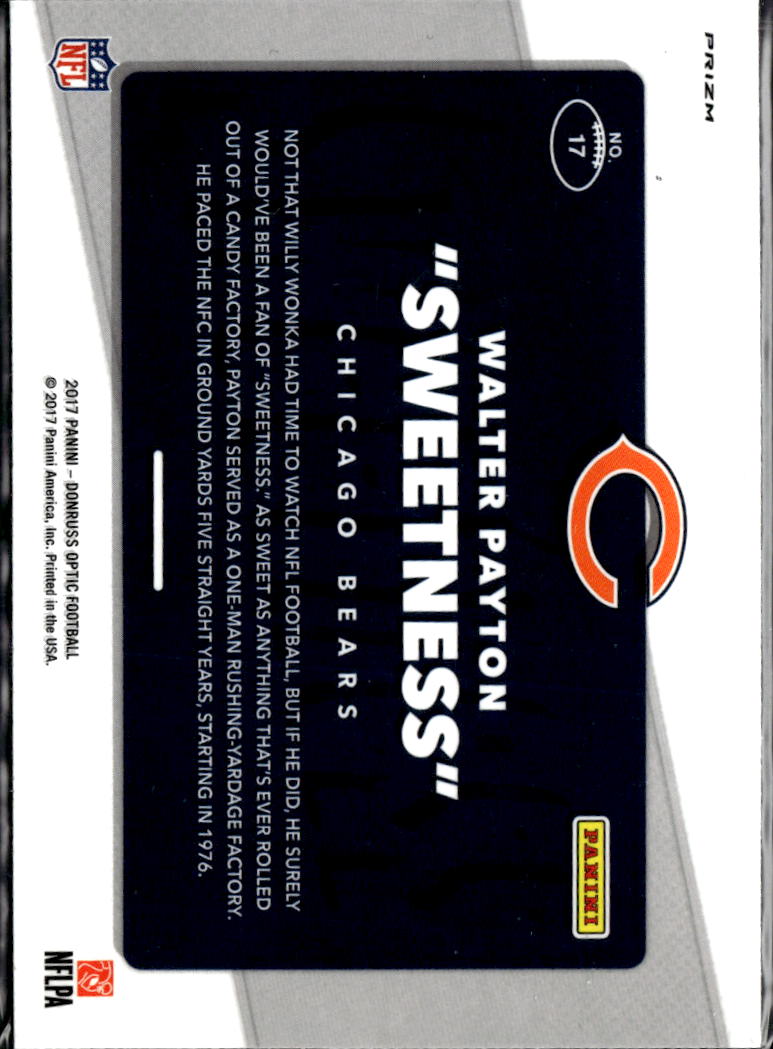 Walter Payton 2017 Optic AKA Sweetness Silver Holo Prizm #17 Chicago Bears
