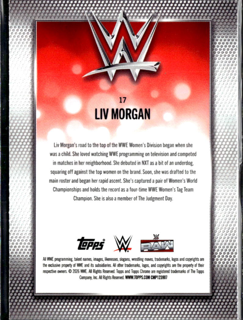 Liv Morgan 2026 Topps Chrome WWE Blue Sapphire The Judgment Day #17