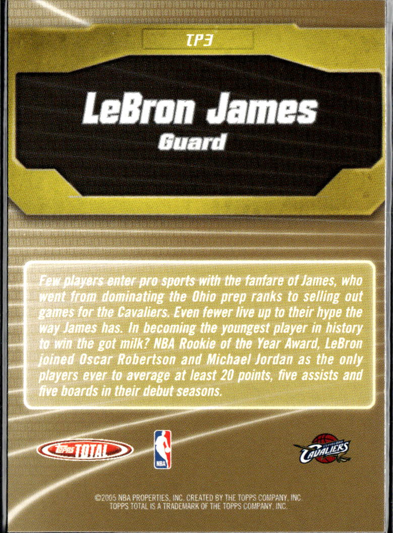 LeBron James 2005 Topps Total Total Package Cleveland Cavaliers