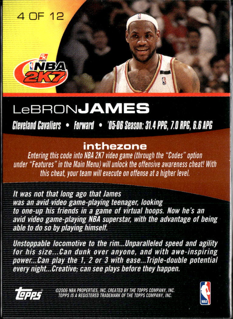 LeBron James 2006 Topps NBA 2K7 All-Stars Cleveland Cavaliers