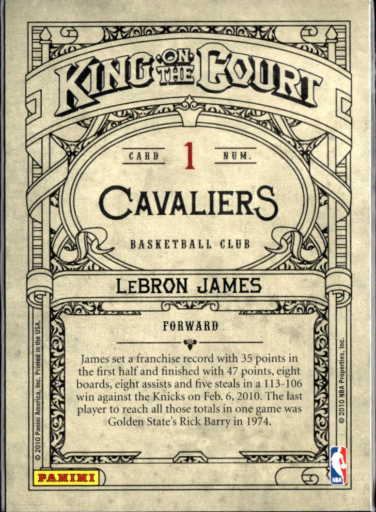 LeBron James 2010 Crown Royale King on the Court Cleveland Cavaliers