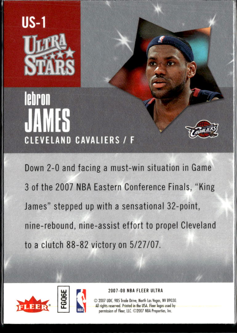 LeBron James 2007 Fleer Ultra Ultra Stars #US1 Cleveland Cavaliers