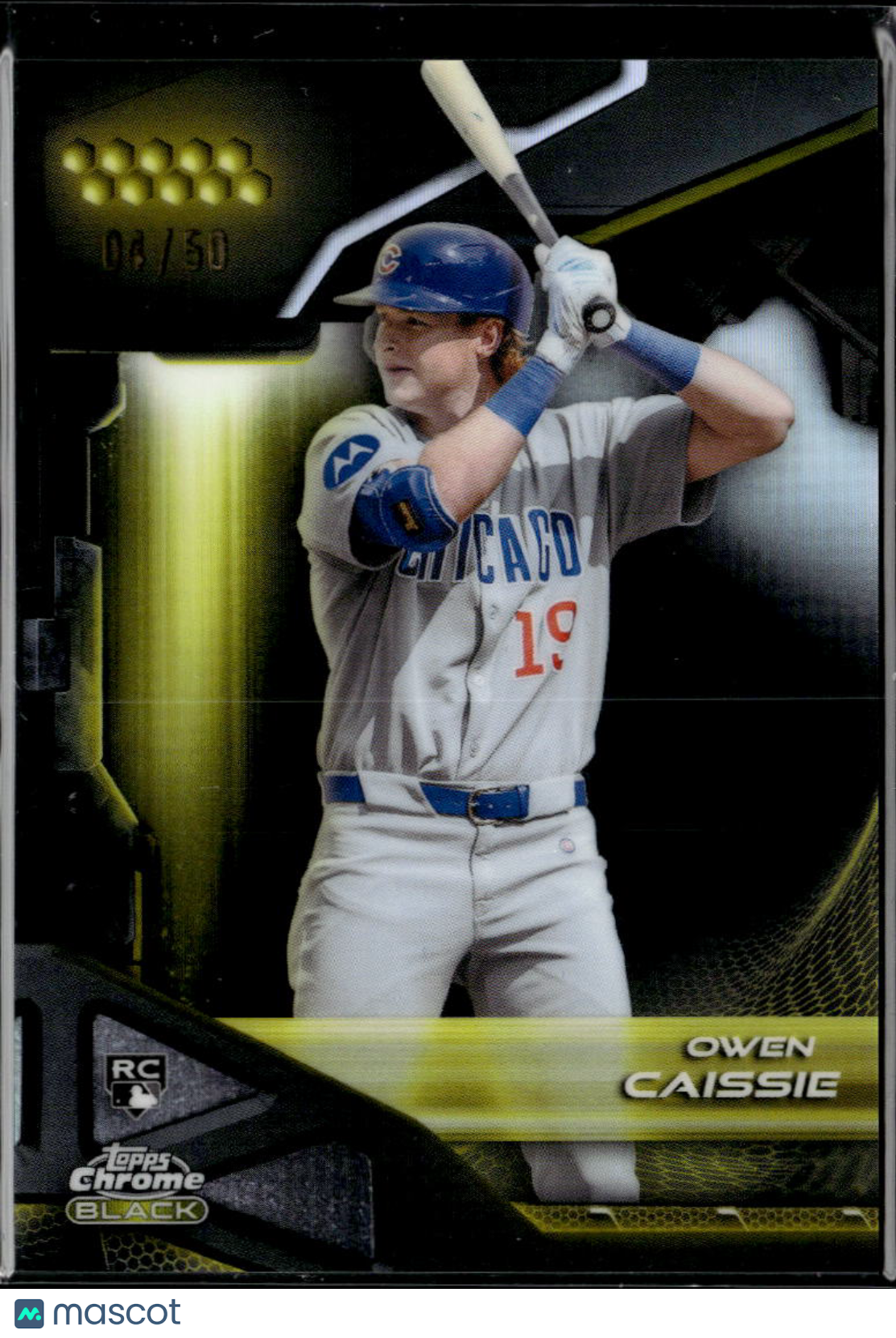 Owen Caissie 2026 Topps Chrome Black GOLD Refractor RC 4/50 Chicago Cubs