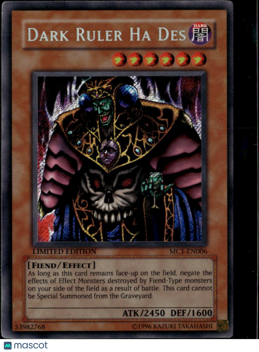 Dark Ruler Ha Des 2004 Yu-Gi-Oh! Master Volume 1 Ultra Rare Limited Edition